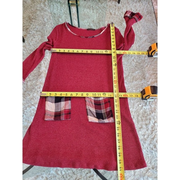 Staccato Women Maroon Polyester Round Neck Long Sleeve Knee Length Dress Small - Picture 10 of 11